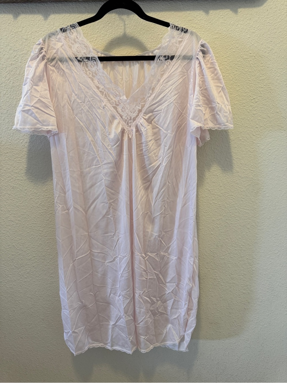Soft Pink Lace-Trim Nightgown